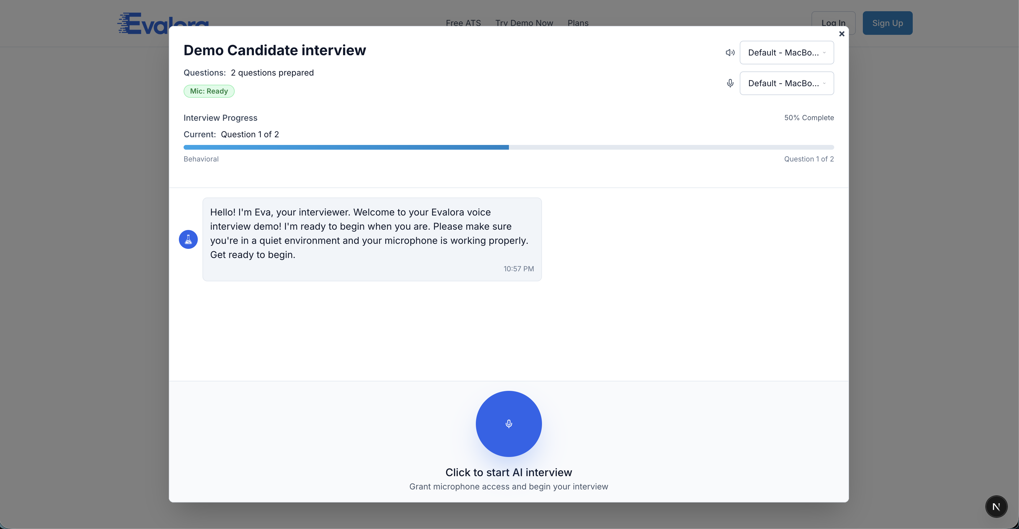 Voice AI Interview Screenshot